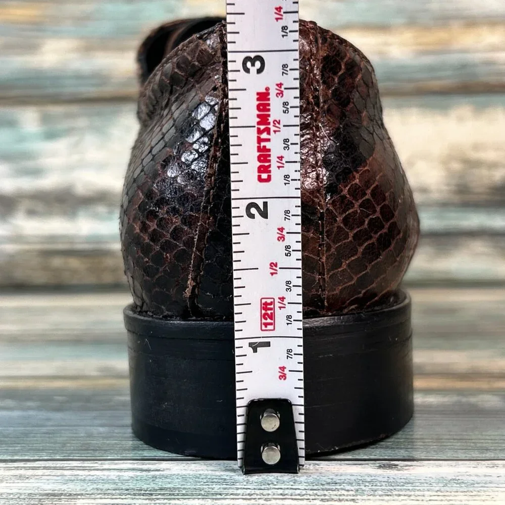 PRATESI Italian Oxford Androynous Size 6/37 Brown Snake Print Leather Menswear